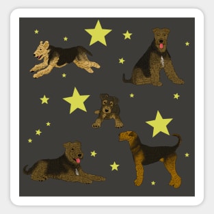 Airedale Terriers Pattern Stars Black Sticker